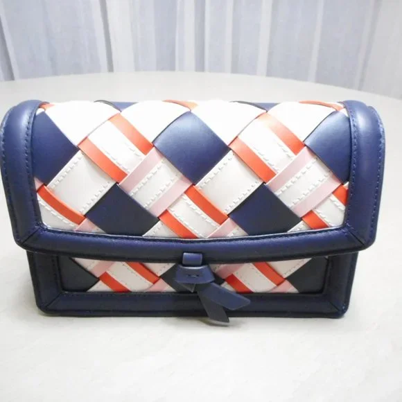 Kate Spade Knott Woven Flap Crossbody in Blue with Silver Chain - Picture 2 of 5